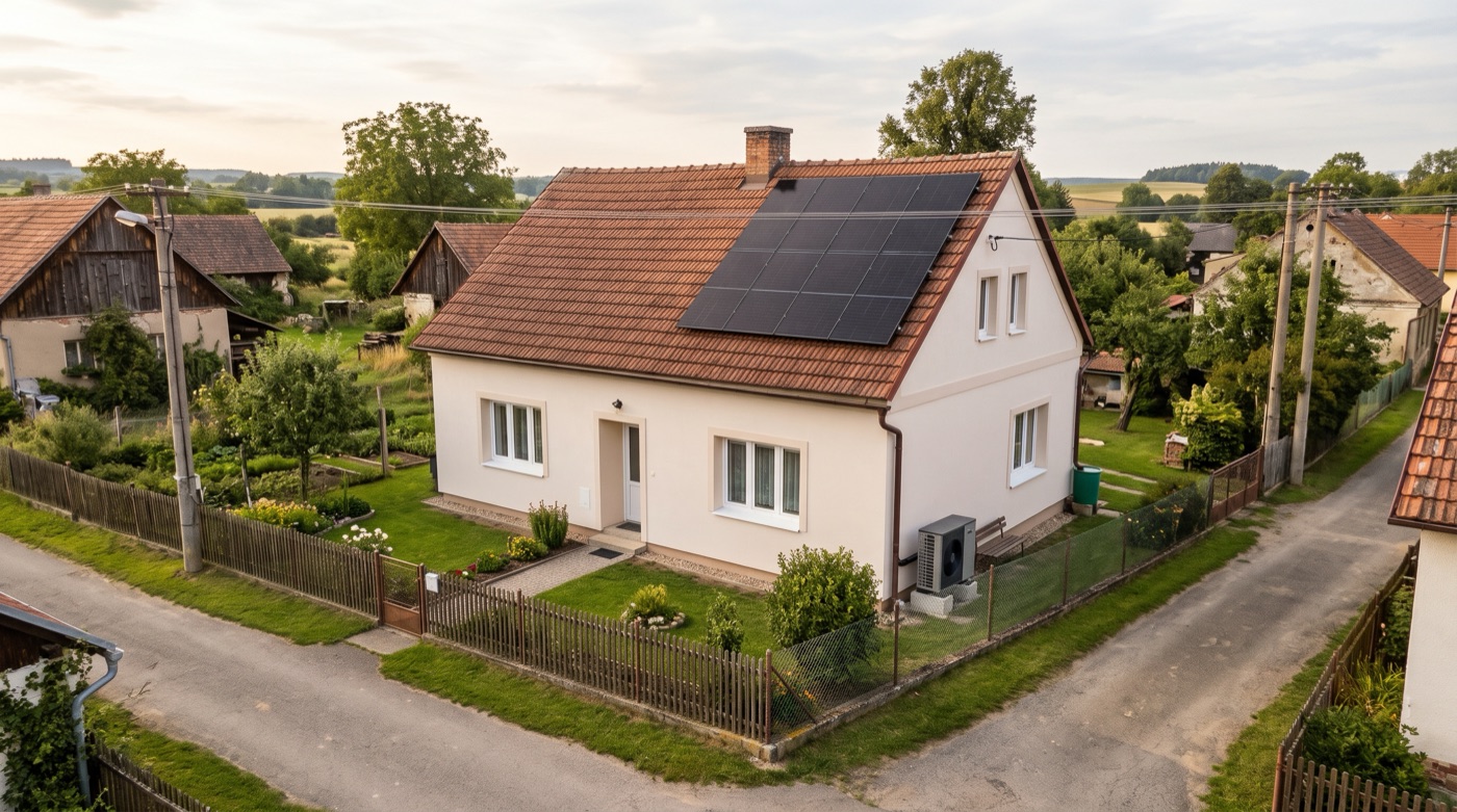 Starší jihočeský rodinný dům, na kterém ukazuji orientační částky dotace NZÚ Light