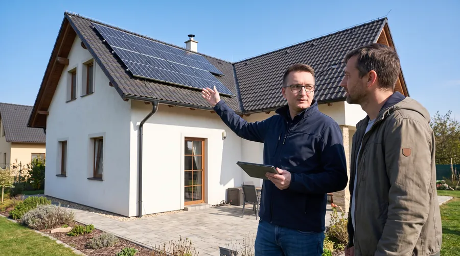 Photovoltaic panels under a blue sky